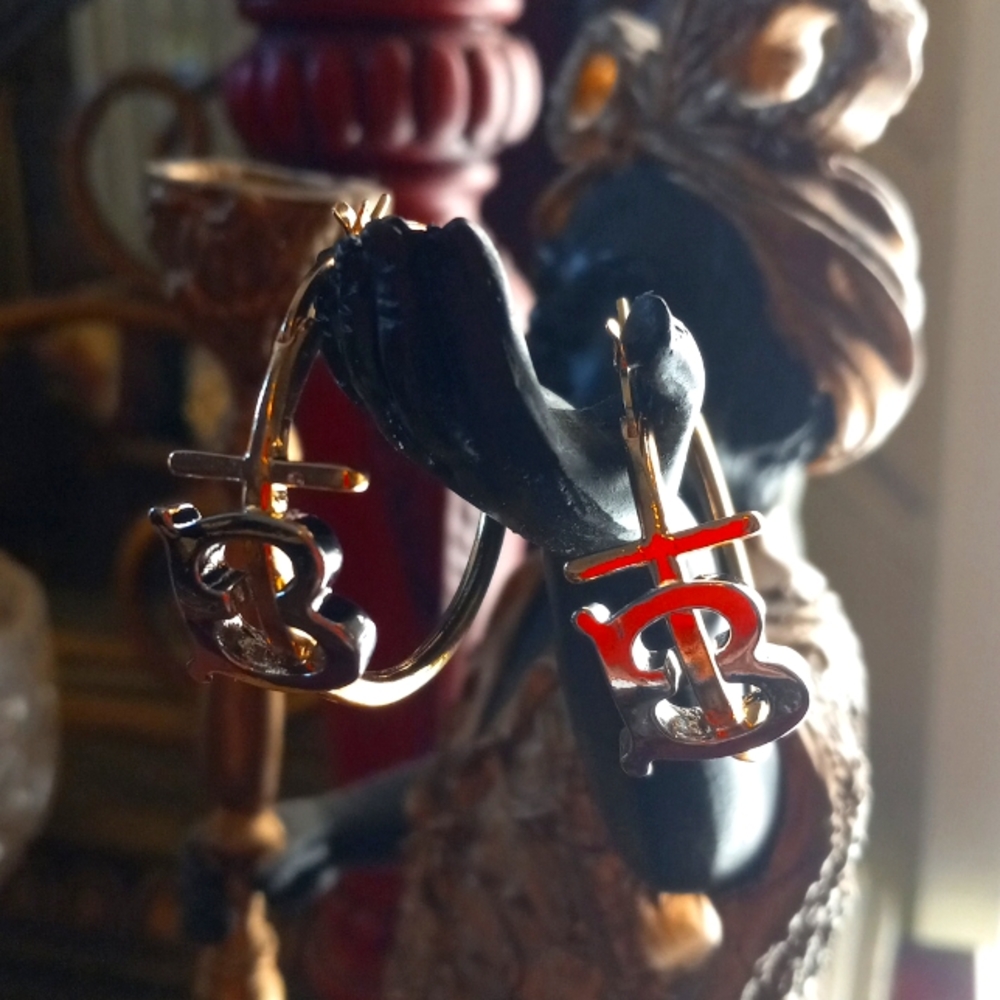 Burberry Monogram Motif Hoop Earrings